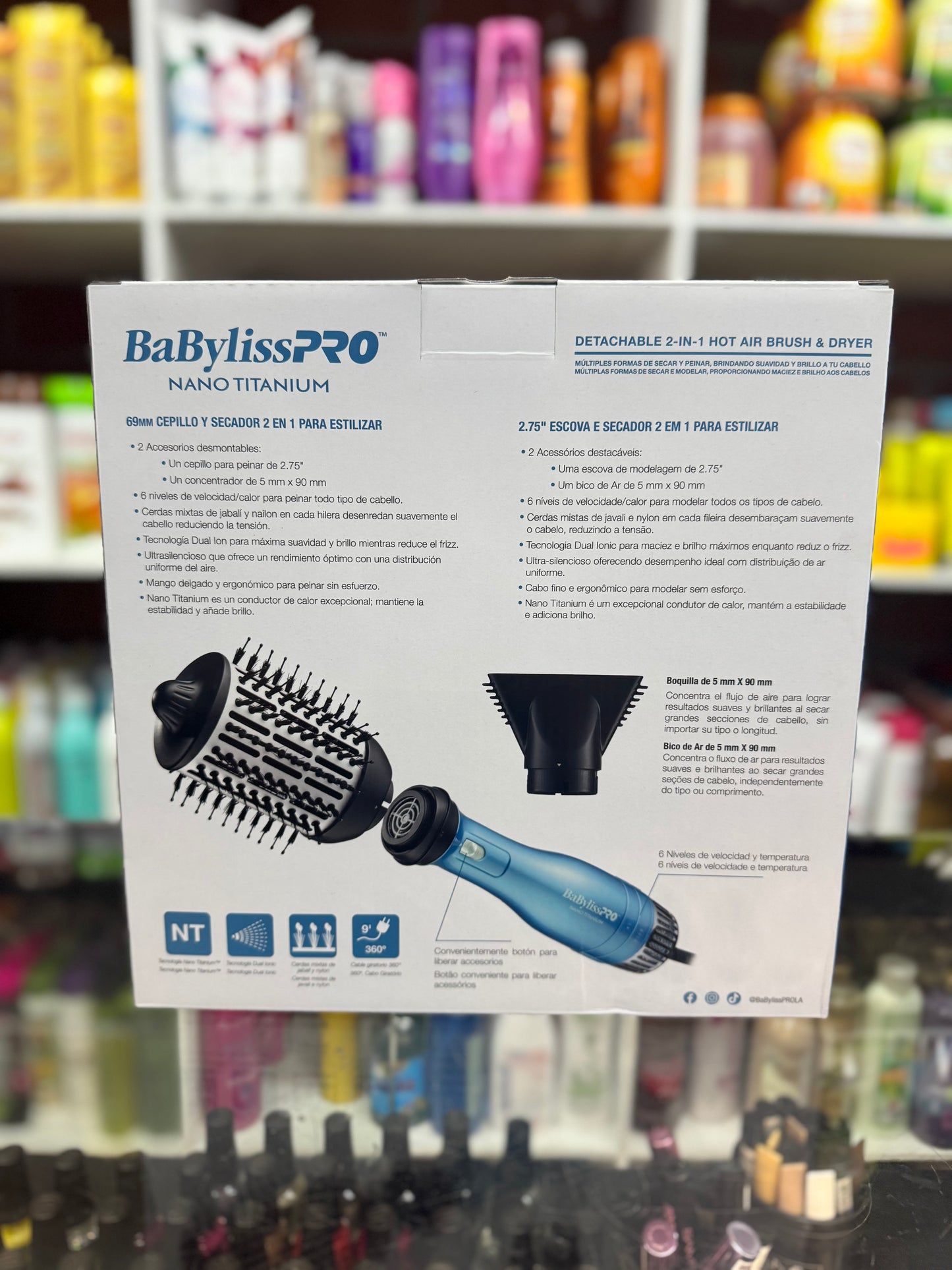 Cepillo secador babylissPRO nano titanium 2 en 1