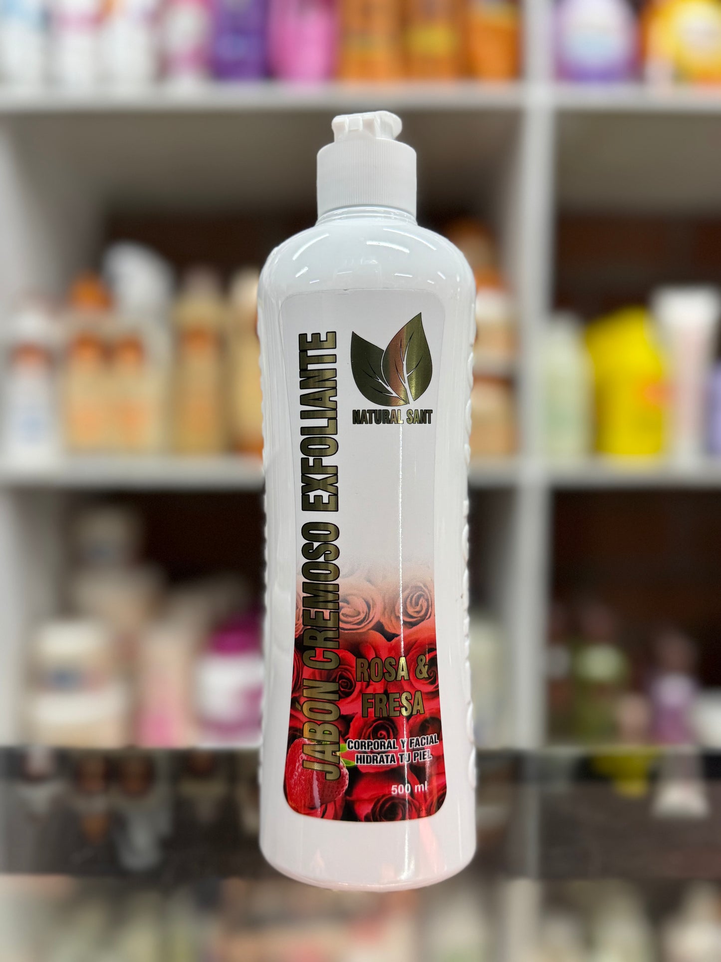 Jabón cremoso exfoliante rosa y fresa natural sant