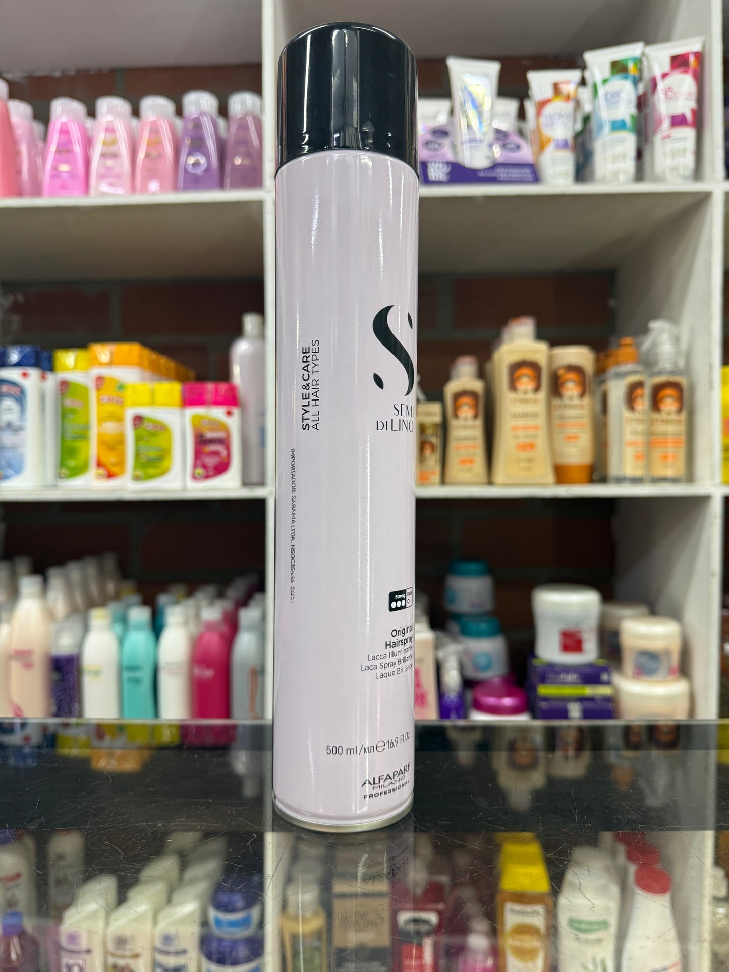 Laca Fijadora Semi di Lino Original Hairspray  Fijación y Brillo Profesional x500