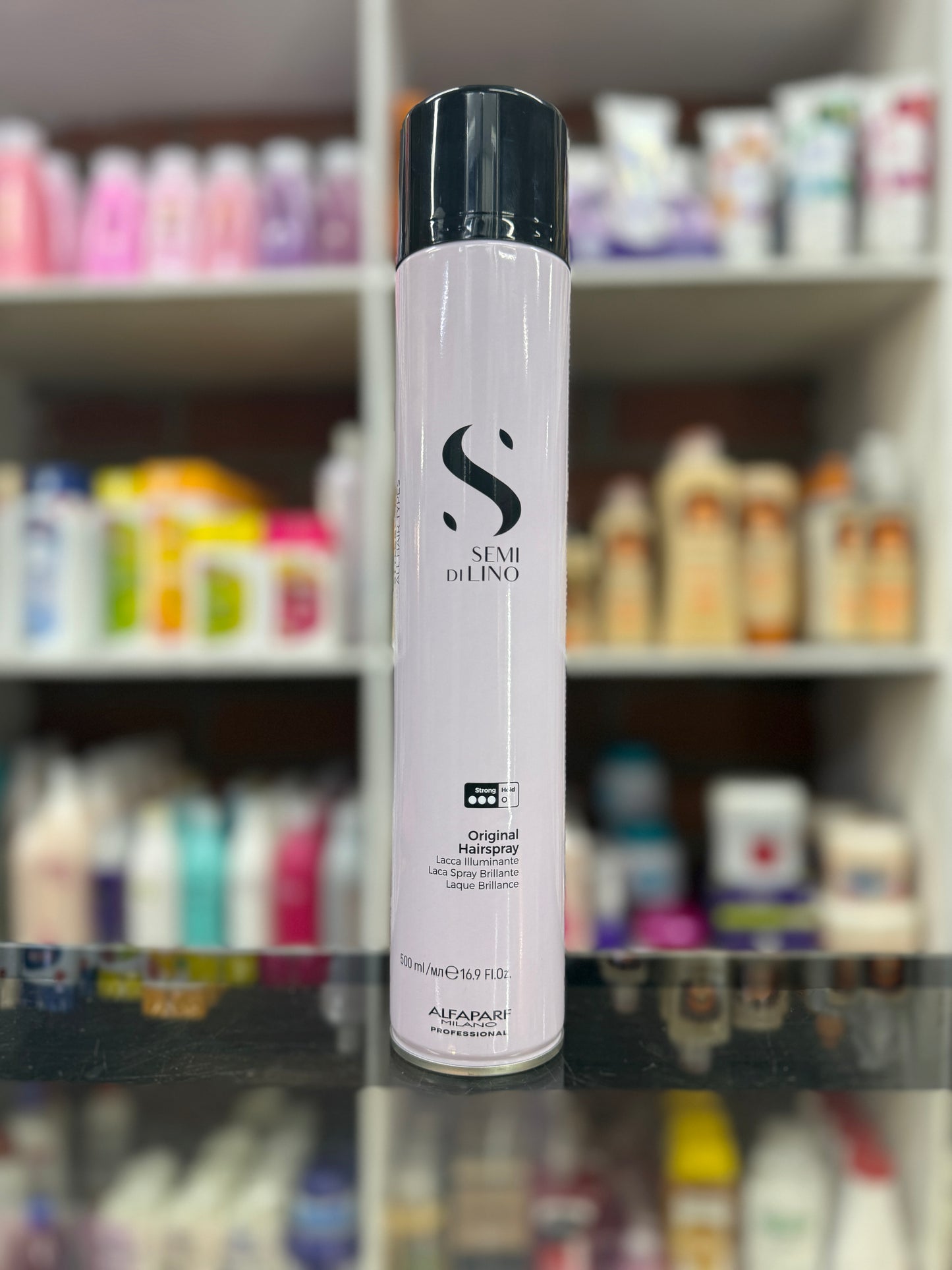 Laca Fijadora Semi di Lino Original Hairspray  Fijación y Brillo Profesional x500