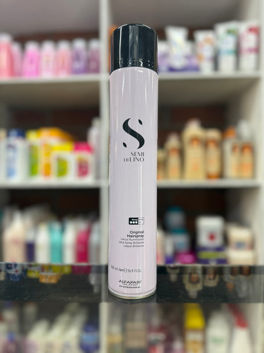 Laca Fijadora Semi di Lino Original Hairspray  Fijación y Brillo Profesional x500