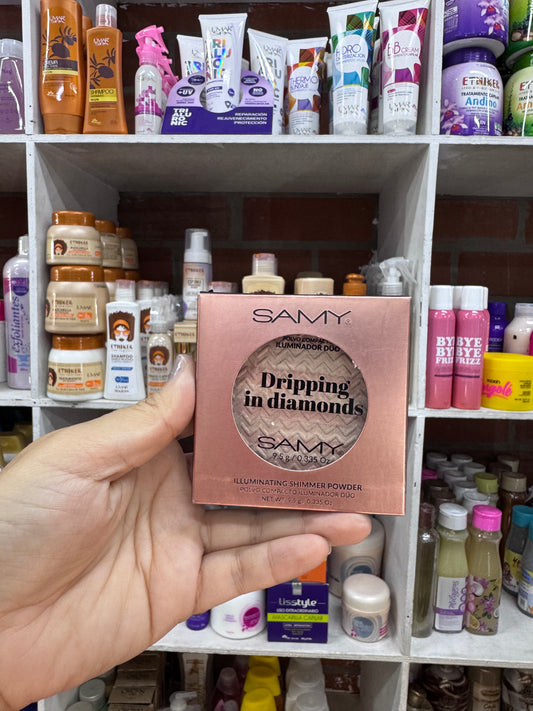 Polvo compacto iluminador dúo dripping in diamonds samy
