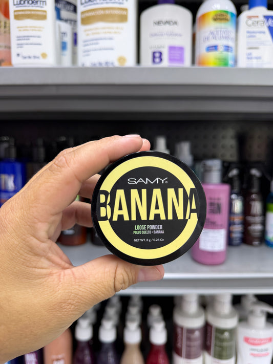 Polvo Suelto Banana Samy 8 g – Sella, Matifica e Ilumina el Maquillaje